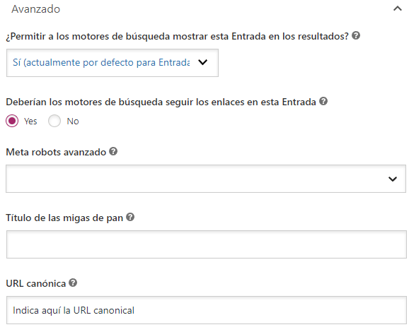 URL canonical Yoast Seo