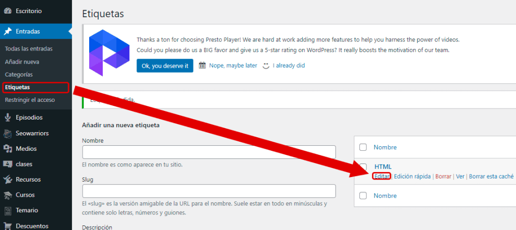 que es slug en WordPress
